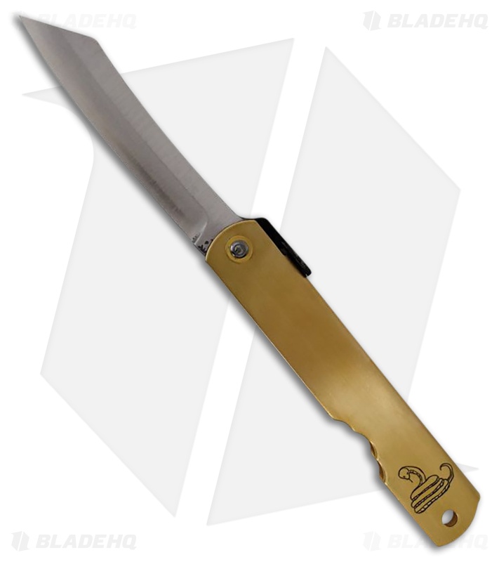 Higonokami Warikomi Folder Snake Brass Handle (3.00" Stonewash)