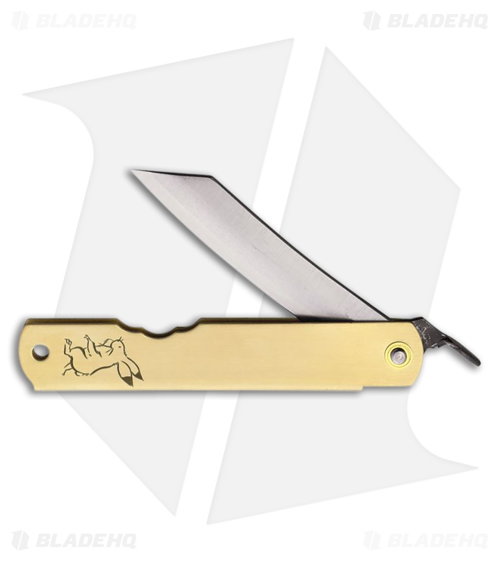 Higonokami Warikomi Folder Rabbit Brass Handle (3.00" Stonewash)