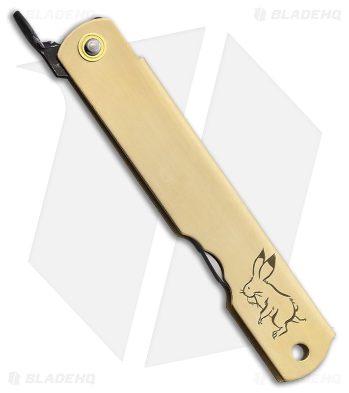 Higonokami Warikomi Folder Rabbit Brass Handle (3.00" Stonewash)