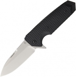 Hogue Knives EX-02 Spear Point Flipper Knife Black G-10 (3.75" Stonewash) 34216