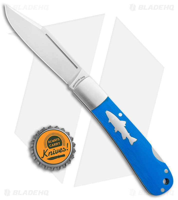 HPA Grandair SWS Salmon Lockback Knife | Blue G-10 - Blade HQ