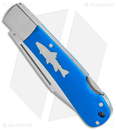 HPA Grandair SWS Salmon Lockback Knife Blue G-10 (3.4" Satin)