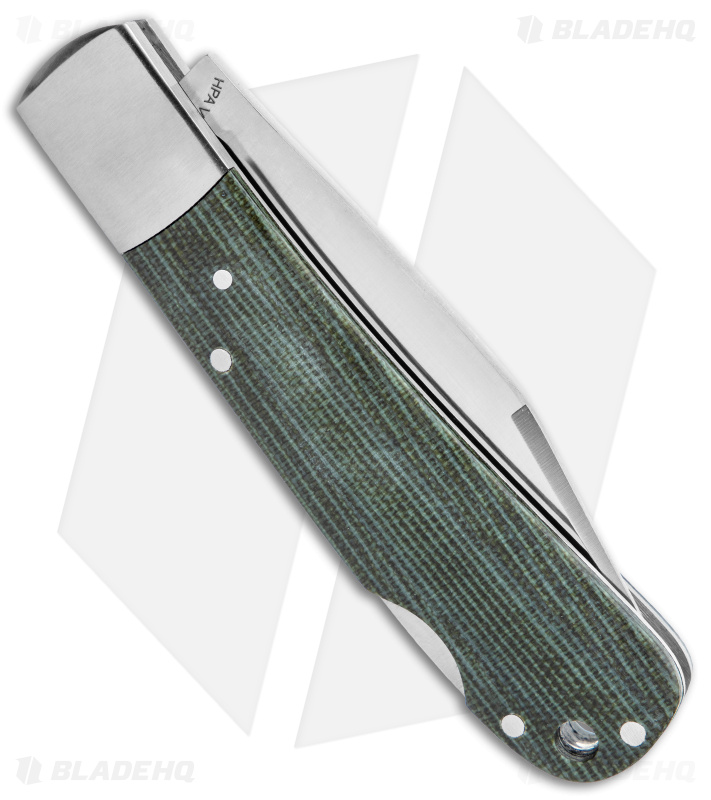 HPA Grandair SWS Salmon Lockback Knife Green Micarta (3.4" Satin)