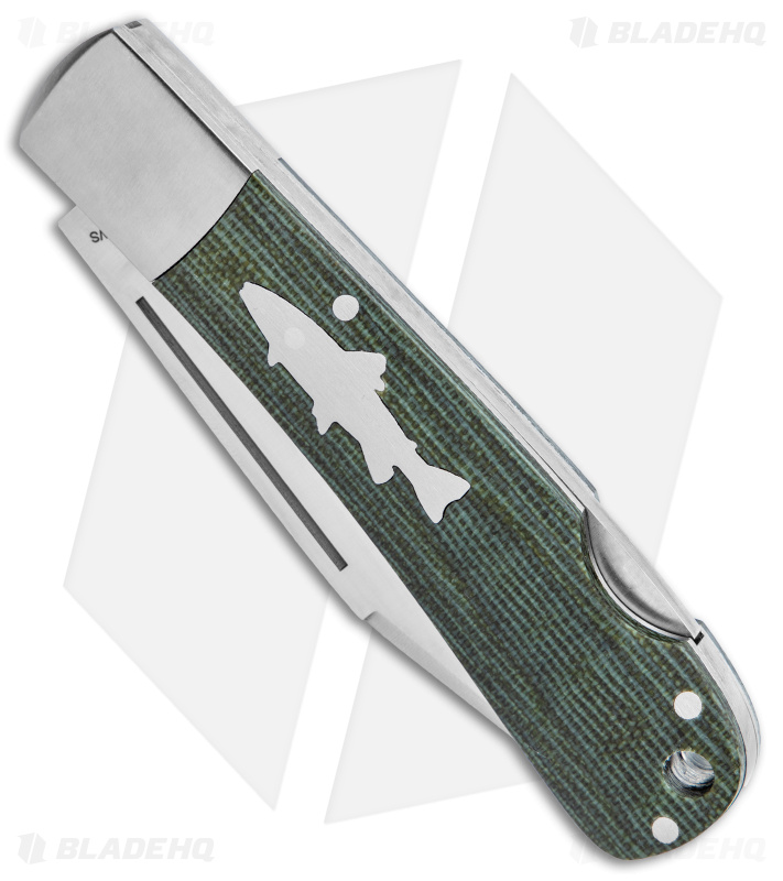HPA Grandair SWS Salmon Lockback Knife Green Micarta (3.4" Satin)