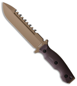 Halfbreed Blades Large Survival Spear Point Fixed Knife Brown (6.9" Brown)