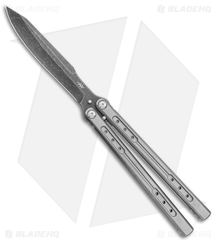 Heibel Knives Sapient Balisong Knife Bead Blast Ti (4.25" Beveled Black SW) #72