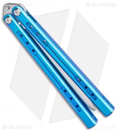 Heibel Knives Sapient Balisong Knife Blue Ano Ti (4.25" Beveled Satin) #55