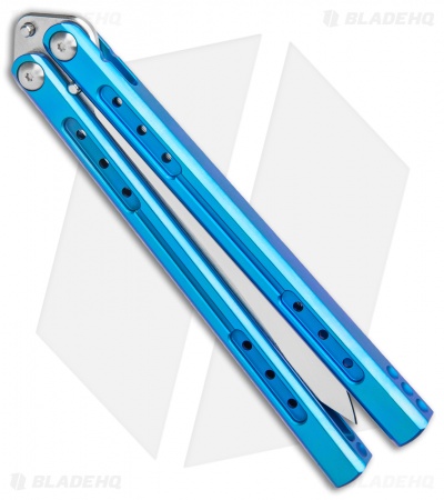 Heibel Knives Sapient Balisong Knife Blue Ano Ti (4.25" Beveled Satin) #55