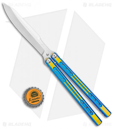Heibel Knives Sapient Balisong Knife Blue/Gold Two-Tone (4.25" Satin) #61