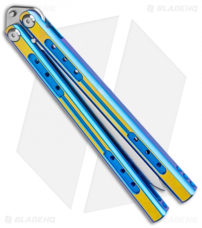 Heibel Knives Sapient Balisong Knife Blue/Gold Two-Tone (4.25" Satin) #61
