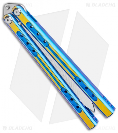 Heibel Knives Sapient Balisong Knife Blue/Gold Two-Tone (4.25" Satin) #61