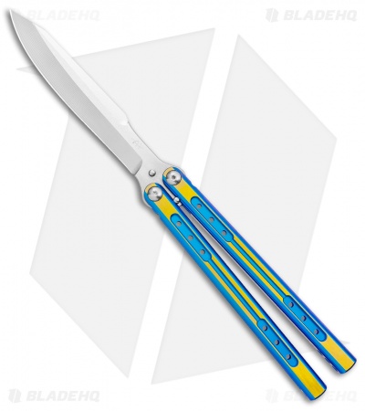 Heibel Knives Sapient Balisong Knife Blue/Gold Two-Tone (4.25" Satin) #61