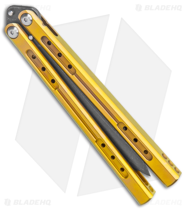 Heibel Knives Sapient Balisong Knife | Gold Ano Ti + Black SW