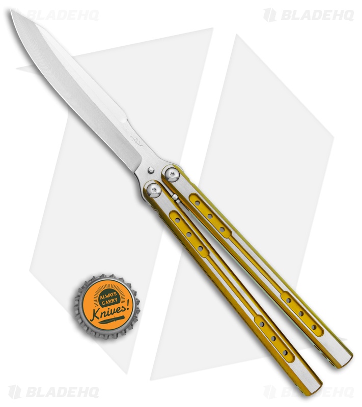 Heibel Knives Sapient Balisong Knife Gold Ano Two-Tone (4.25" Beveled SW) #66