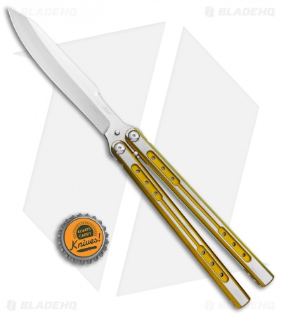 Heibel Knives Sapient Balisong Knife Gold Ano Two-Tone (4.25" Beveled SW) #66