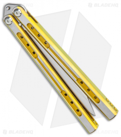 Heibel Knives Sapient Balisong Knife Gold Ano Two-Tone (4.25" Beveled SW) #66