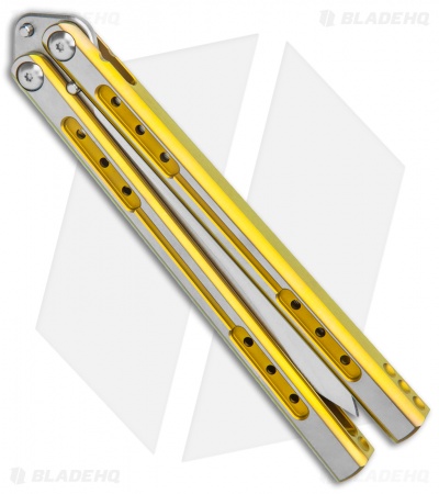 Heibel Knives Sapient Balisong Knife Gold Ano Two-Tone (4.25" Beveled SW) #66