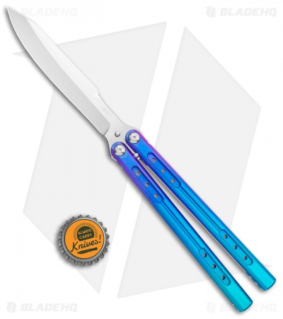 Heibel Knives Sapient Balisong Knife Gradient Blue Ano (4.25" Beveled Satin) #59