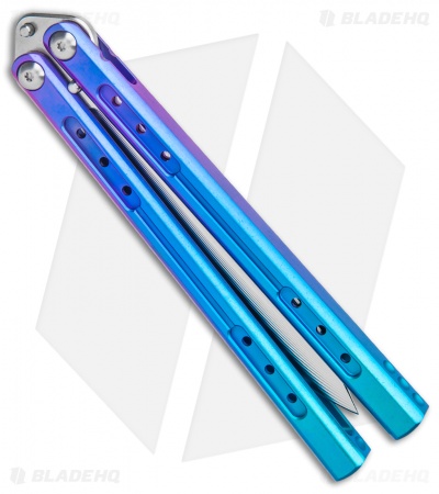 Heibel Knives Sapient Balisong Knife Gradient Blue Ano (4.25" Beveled Satin) #59