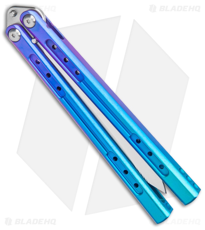 Heibel Knives Sapient Balisong Knife Gradient Blue Ano (4.25" Beveled Satin) #59