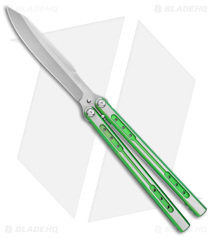 Heibel Knives Sapient Balisong Knife Green Ano Two-Tone (4.25" Beveled SW) #73