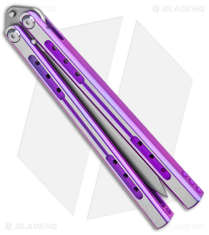 Heibel Knives Sapient Balisong Knife Purple Ano Ti Two-Tone (4.25" Satin) #60