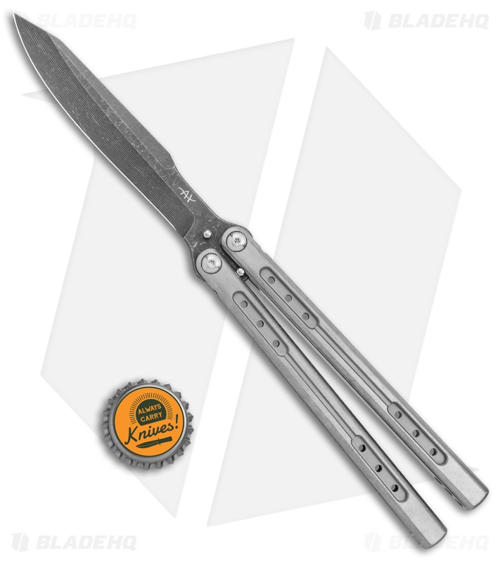 Heibel Knives Sapient Balisong Knife Stonewash Ti (4.25" Beveled Black SW) #68