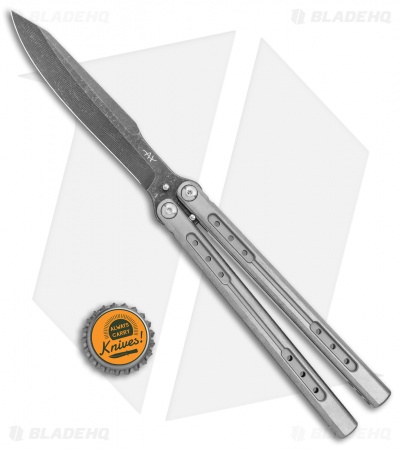 Heibel Knives Sapient Balisong Knife Stonewash Ti (4.25" Beveled Black SW) #68