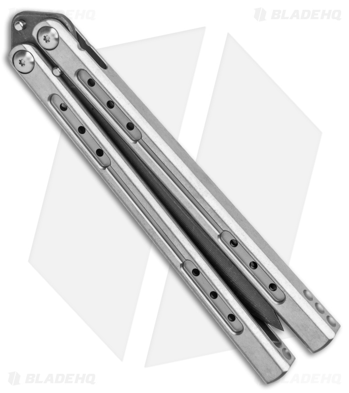 Heibel Knives Sapient Balisong Knife Stonewash Ti (4.25" Beveled Black SW) #68