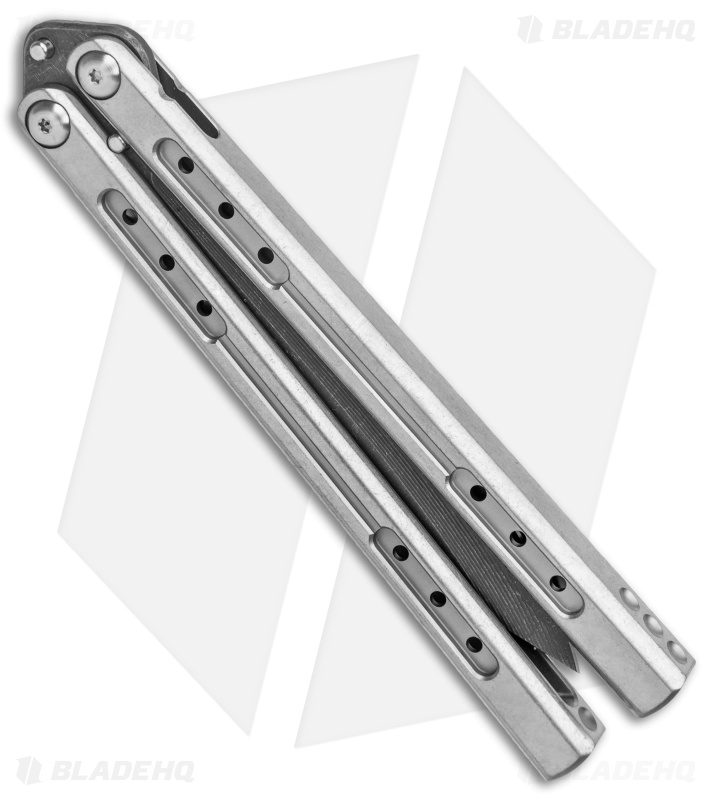Heibel Knives Sapient Balisong Knife Stonewash Ti (4.25" Beveled Black SW) #68