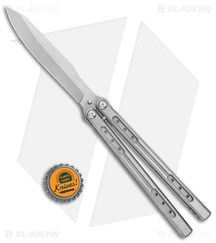 Heibel Knives Sapient Balisong Knife Stonewash Ti (4.25" Beveled SW) #56