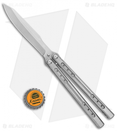 Heibel Knives Sapient Balisong Knife Stonewash Ti (4.25" Beveled SW) #56