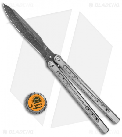 Heibel Knives Sapient Balisong Knife Satin Titanium (4.25" Beveled Black SW) #58