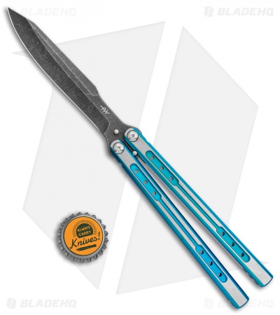 Heibel Knives Sapient Balisong Knife Teal Ano Two-Tone (4.25" Black SW) #70