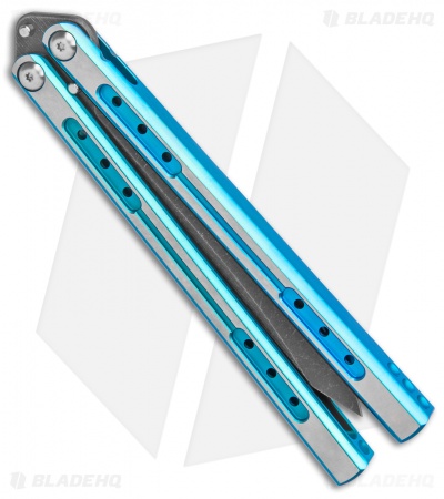 Heibel Knives Sapient Balisong Knife Teal Ano Two-Tone (4.25" Black SW) #70