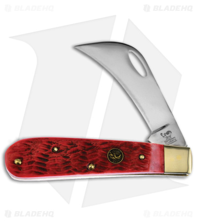 Hen & Rooster Slip Joint Pocket Knife Hawkbill Red Bone 3.12" Red Bone 441-RPB
