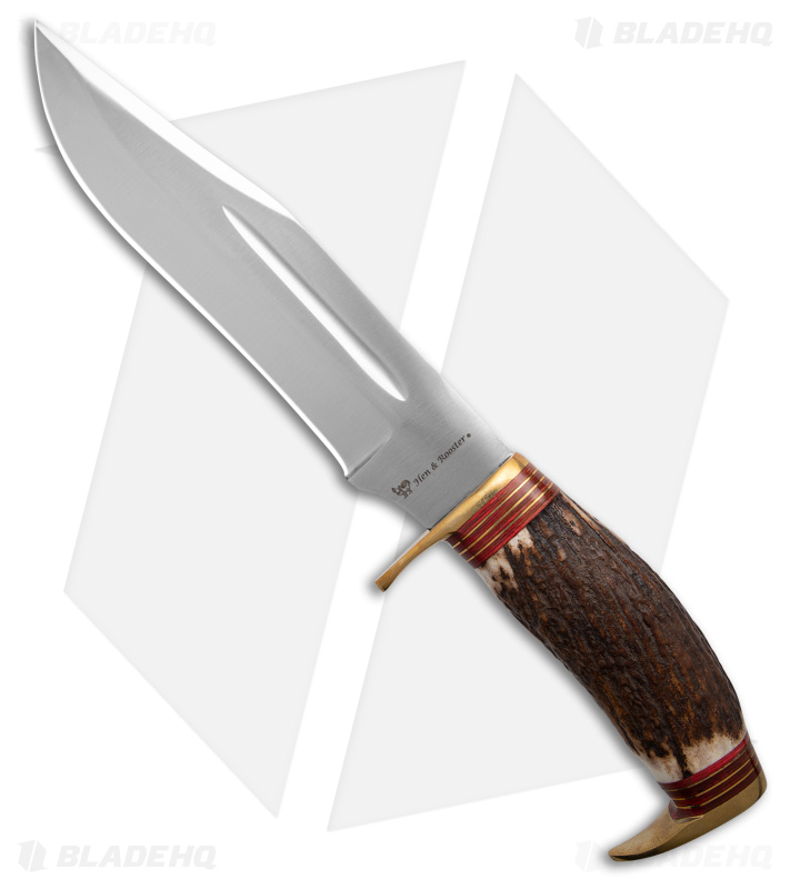 Hen & Rooster 12" Fixed Blade Knife Stag Horn (7.5" Satin)