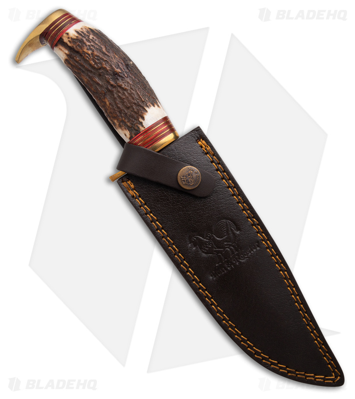 Hen & Rooster 12" Fixed Blade Knife Stag Horn (7.5" Satin)