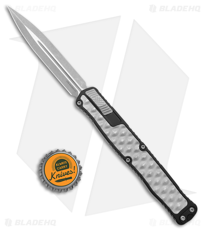 Heretic Cleric II DE Automatic Knife Battleworn Stainless Inlay (4.2" Stonewash)