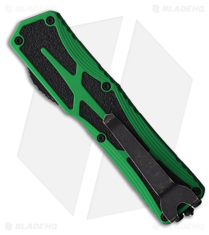 Heretic Knives Colossus OTF Automatic Knife Green Alum Black (3.5" Two-Tone) 