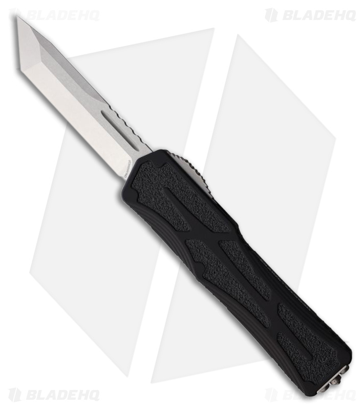 Heretic Knives Colossus OTF Automatic Knife Black Aluminum (3.5" Stonewash) 