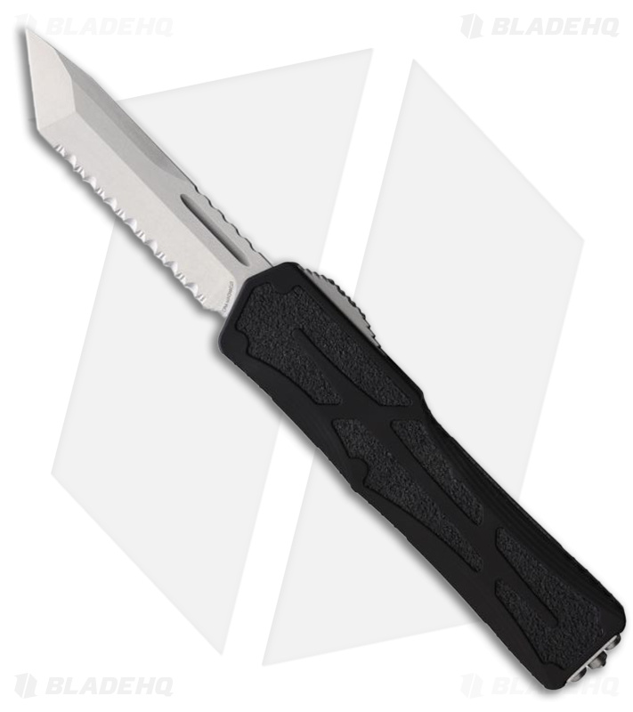 Heretic Knives Colossus Tanto OTF Automatic Knife Black Aluminum (3.5" SW Serr) 