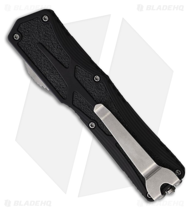 Heretic Knives Colossus Tanto OTF Automatic Knife Black Aluminum (3.5" SW Serr) 