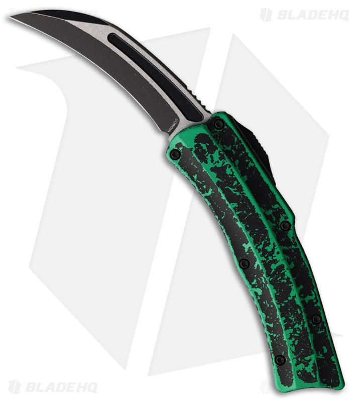 Heretic Knives ROC D/A OTF Automatic Knife Toxic Green/Black Aluminum (3" Black)