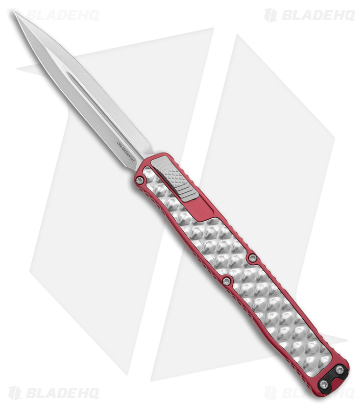 Heretic Cleric II DE Automatic Knife Red Aluminum / Stainless Inlay (4.2" SW)