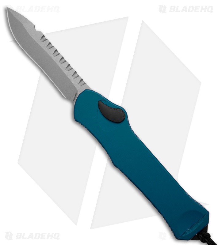 Heretic Knives Hydra Recurve S/A OTF Automatic Knife Blue Alum (3.6" Stonewash)