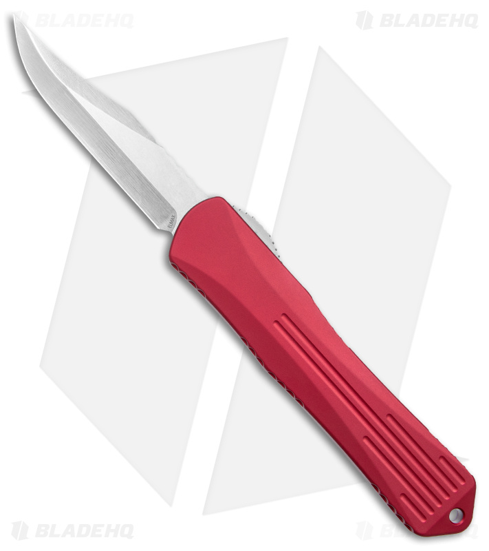 Heretic Knives Manticore X Bowie OTF Automatic Knife Red Al (3.6" Stonewash)
