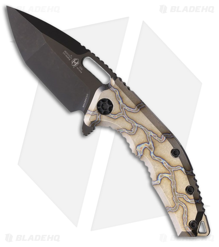 Heretic Knives Medusa V3 Knife Flamed Titanium MagnaCut DLC
