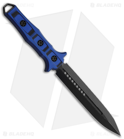 Heretic Knives Nephilim Fixed Blade Knife Blue/Black G-10 (6.5" D/E Serr ELMAX)