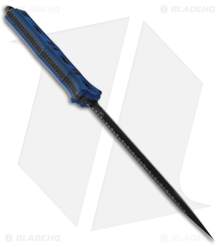 Heretic Knives Nephilim Fixed Blade Knife Blue/Black G-10 (6.5" D/E Serr ELMAX)